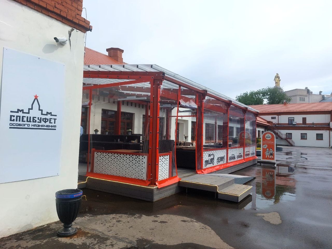 ПВХ шторы для летней террасы кафе в Куровском